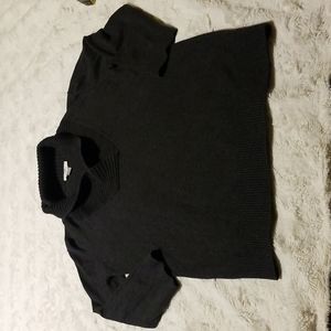 Ann Taylor Loft Sweater Shawl Collar Womens Size Medium Black Heather Gray